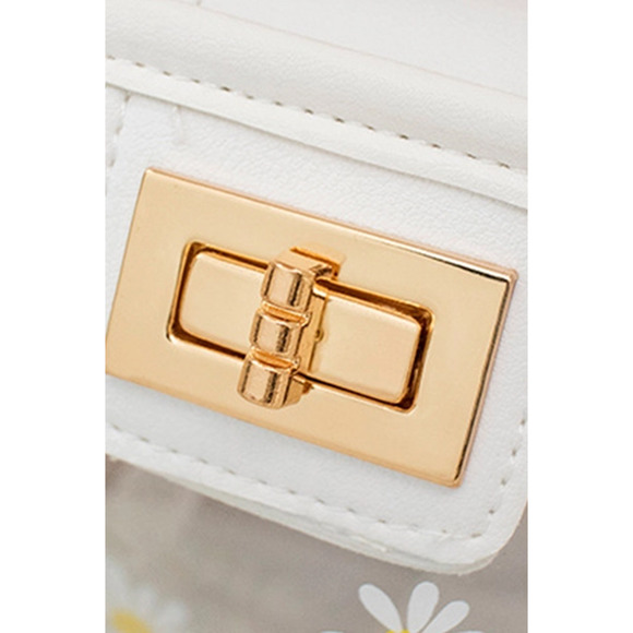 Mini Floral Daisy Transparent Square Crossbody Bag with Inner Pouch Black - Picture 4 of 5